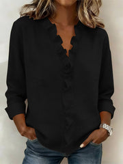 Lena | Stilvolle Bluse für Damen mit Volants – Schwarz