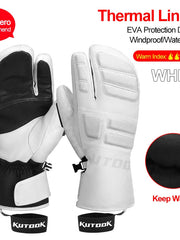 Herren Thermo-Fäustlinge für Wintersportler – Weiße 3 Finger