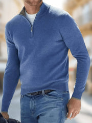 Sebastian | Leichter Quarter-Zip-Strickpullover für Herren – Blau
