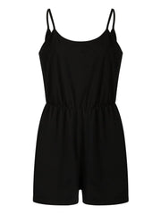 Damen stylischer Jumpsuit mit verstellbaren Trägern und Gummizug in der Taille Drune – Schwarz