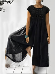 Claudia - Stilvoller kurzärmeliger Jumpsuit für Damen – Schwarz