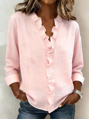 Lena | Stilvolle Bluse für Damen mit Volants – Rosa