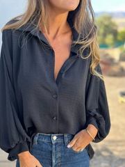 Julia | Edle Oversize Bluse Damen – Schwarz