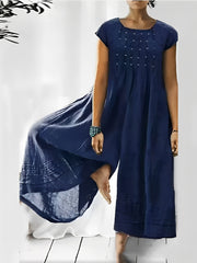 Claudia - Stilvoller kurzärmeliger Jumpsuit für Damen – Blau