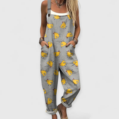 Althea | Damen Vintage Weitbeiniger Jumpsuit