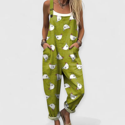 Althea | Damen Vintage Weitbeiniger Jumpsuit