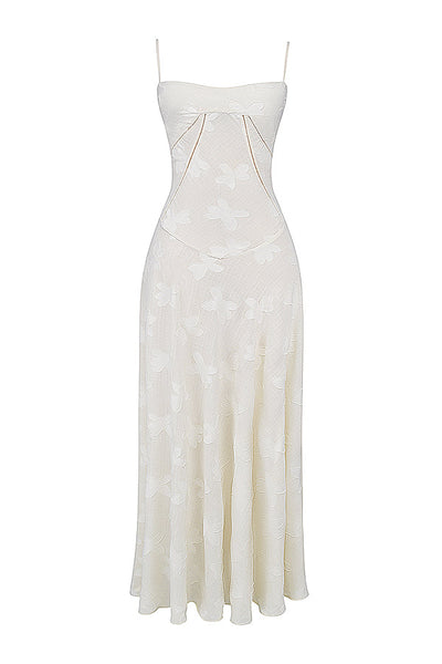 Elegantes Maxikleid mit 3D-Rosen & Rückenausschnitt