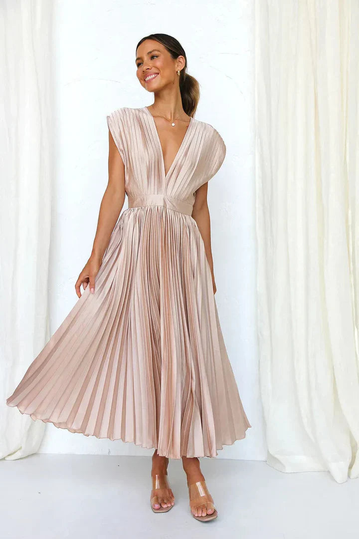 Flurina – aisha plissee-midikleid für einen eleganten look