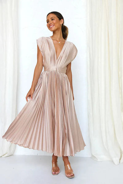 Flurina – aisha plissee-midikleid für einen eleganten look
