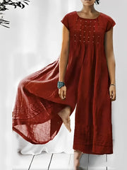 Claudia - Stilvoller kurzärmeliger Jumpsuit für Damen – Rot