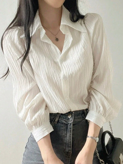 Alisa – Plissee Bluse Damen Weiß Locker Leicht