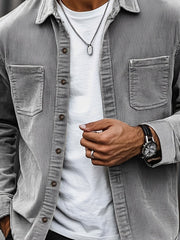 Bryce | Herren Langarm-Overshirt mit Taschen und Knöpfen – Grau