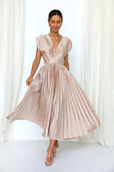 Flurina – aisha plissee-midikleid für einen eleganten look