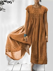 Claudia - Stilvoller kurzärmeliger Jumpsuit für Damen – Gelb
