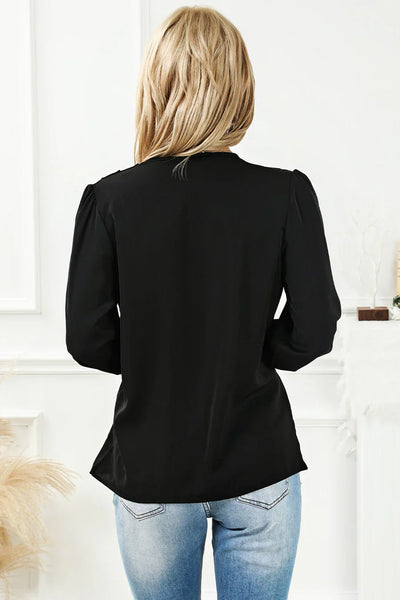 Drapierte bluse mit wickelkragen für damen