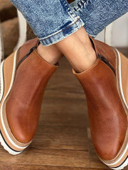 Emily | Retro Wedge-Stiefeletten mit markanter Plateausohle – Dunkelbraun