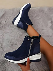 Orthopädische Leder Damen Stiefeletten - Emma – Blau