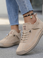 Elfriede | Damen Casual Schnür Ankle Boots – Beige