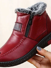 Rustan | Wasserdicht Rutschfest Baumwoll-Leder Stiefelette – Rotwein