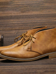 Herren Robuste Schnürstiefel Aus Leder – Braun