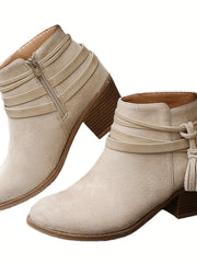 Petra | Elegante Und Moderne Quasten Stiefeletten – Beige
