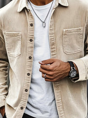 Bryce | Herren Langarm-Overshirt mit Taschen und Knöpfen – Khaki