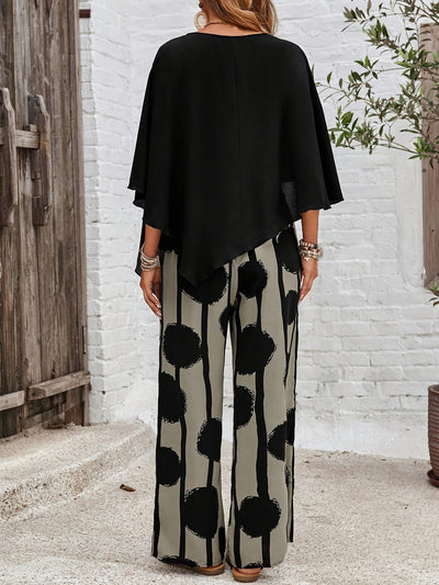 Zweiteiliges Set mit asymmetrisch geschnittener Bluse für Damen