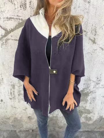 Lässige Jacke mit Stehkragen und Reißverschluss