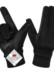 Herren Touchscreen-Fahrradhandschuhe mit rutschfestem Design – Dunkelschwarz