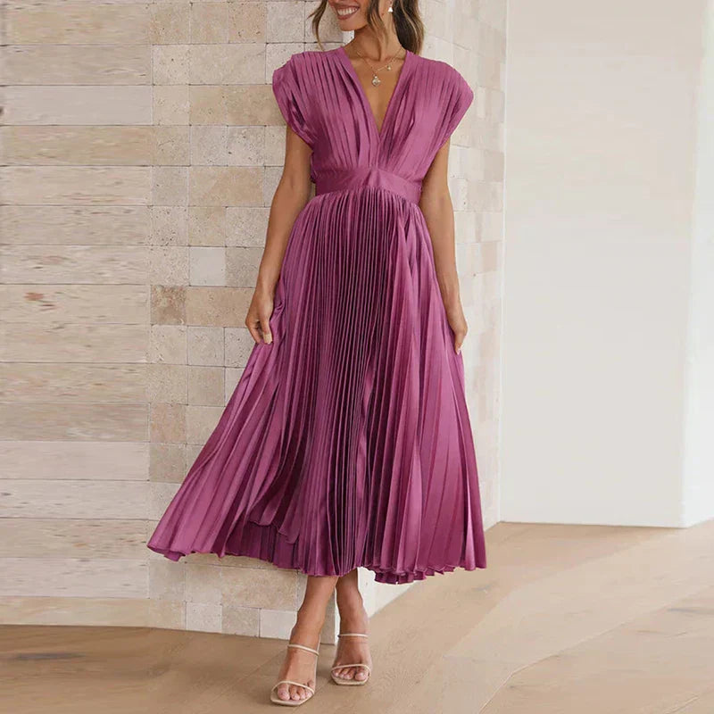 Adele - Maxikleid mit V-Ausschnitt und Falten
