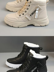 Coline | Gefütterte Plateausohle Schneestiefel – khaki+Schwarz
