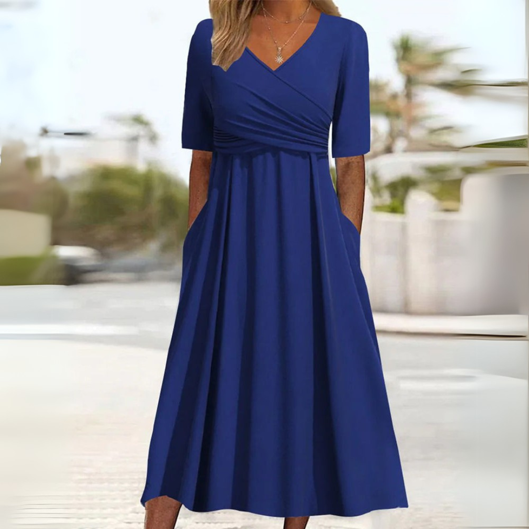 Adrianna | Stilvolles & Bequemes Wickelkleid mit kurzen Ärmeln