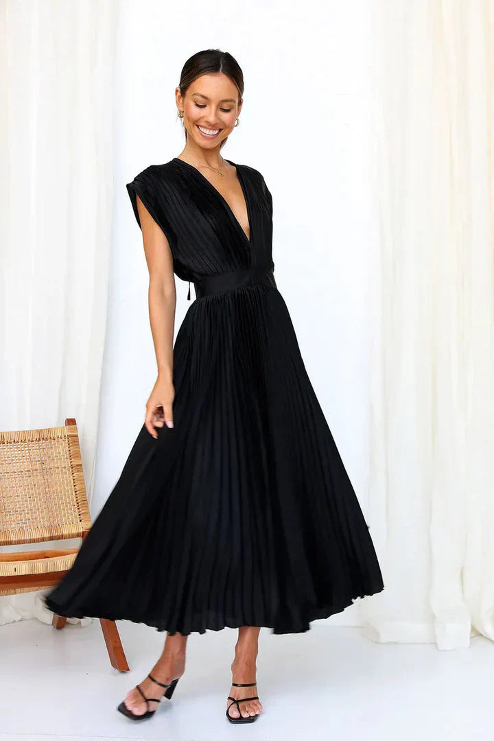 Flurina – aisha plissee-midikleid für einen eleganten look