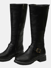 Giselle | Elegante kniehohe Reitstiefel mit Schnallendetails – Schwarz