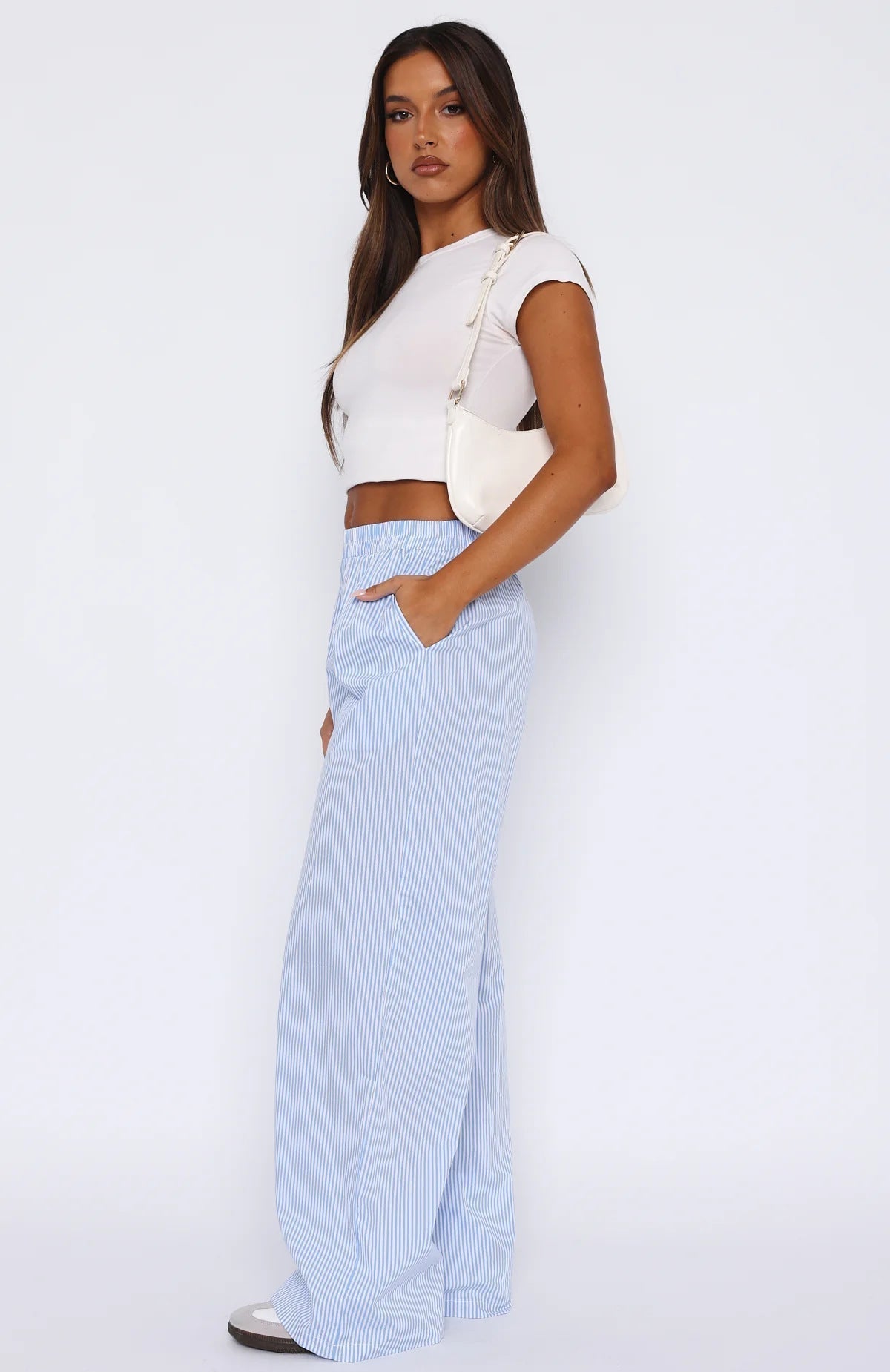 Damenhose – Hohe Taille – Weite Beine – Elastischer Bund – Leicht und lässig