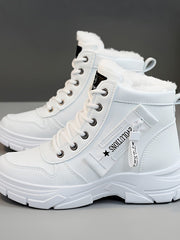 Coline | Gefütterte Plateausohle Schneestiefel – Weiß