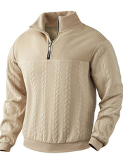 Julian | Klassischer Herren Zopfstrickpullover Mit Quarter-Zip – Beige