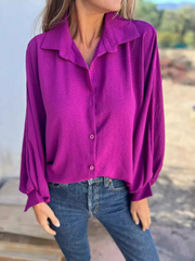 Julia | Edle Oversize Bluse Damen – Lila