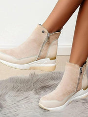 Orthopädische Leder Damen Stiefeletten - Emma – Beige