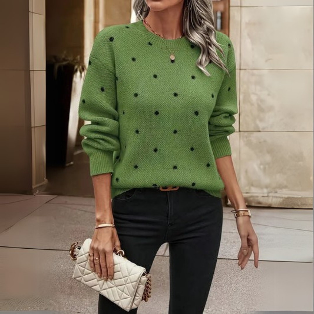 Ava | Langärmeliger Strickpullover mit Tupfen