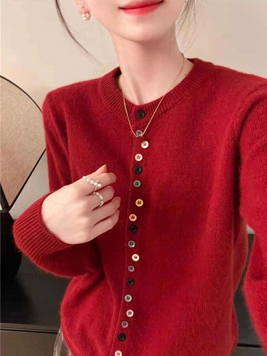 ADELA™ | Cardigan mit bunten Knöpfen