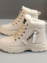 Coline | Gefütterte Plateausohle Schneestiefel – khaki