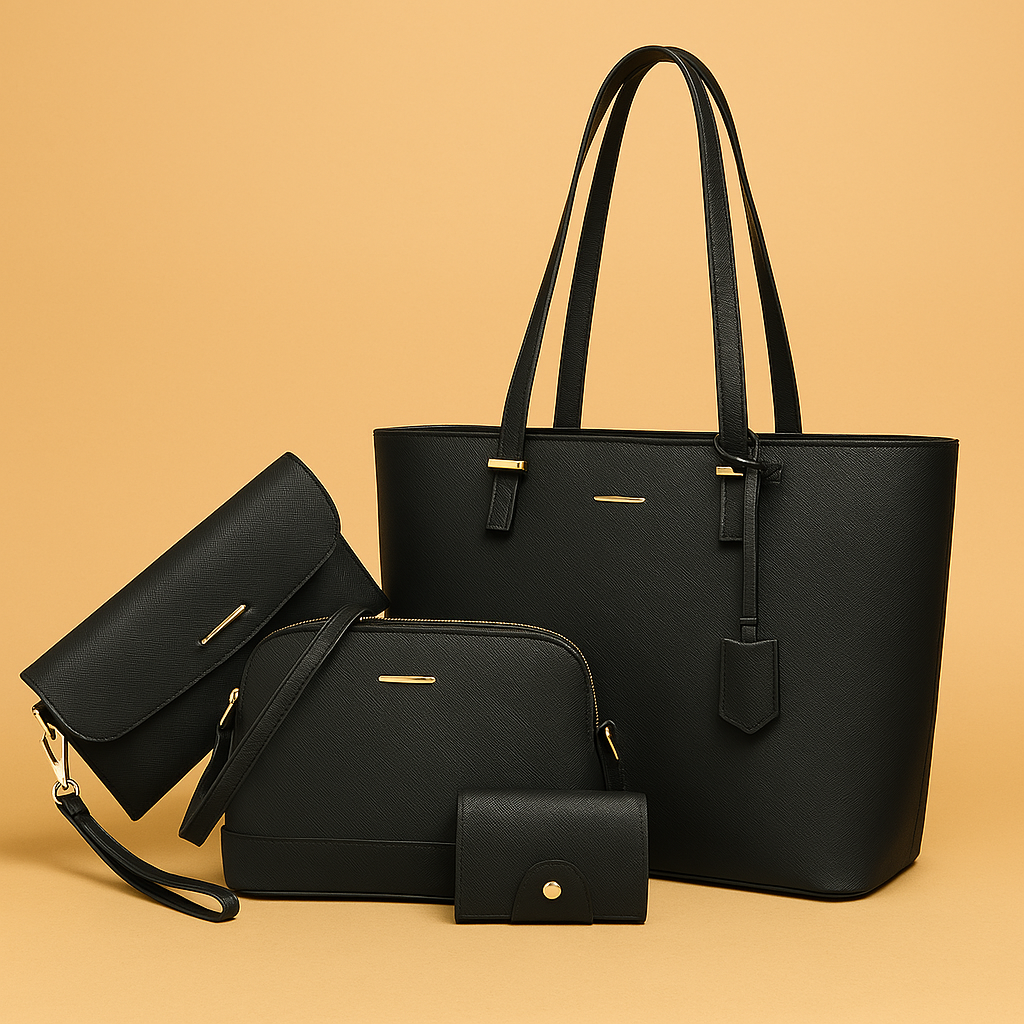 3-teilige Lederhandtasche & Schultertaschen-Set
