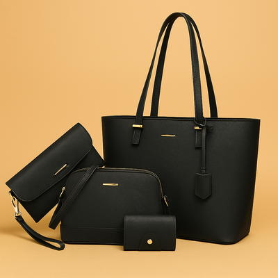 3-teilige Lederhandtasche & Schultertaschen-Set