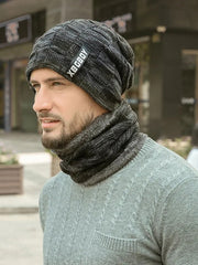 Winter Set | Schal und Mütze für kalte Tage – Schwarz-graues Set