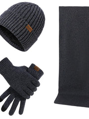 Cooles Winter-Set mit Mütze, Schal und Handschuhen – Marineblau