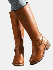 Giselle | Elegante kniehohe Reitstiefel mit Schnallendetails – Braun