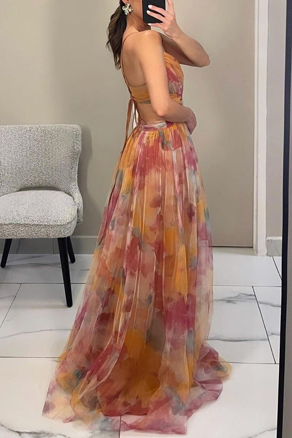 Elegantes Damen Maxikleid mit V-Ausschnitt – Ideal für Hochzeitsgäste