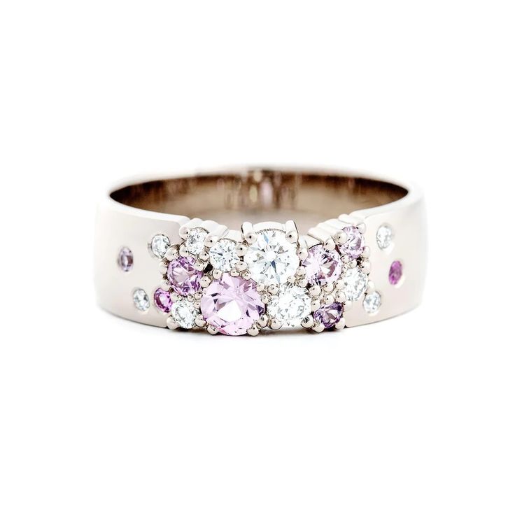 Vintage lila versilbert Glitter Ring