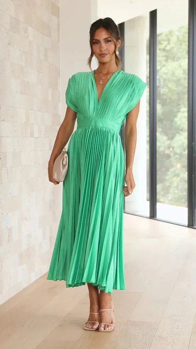 Flurina – aisha plissee-midikleid für einen eleganten look